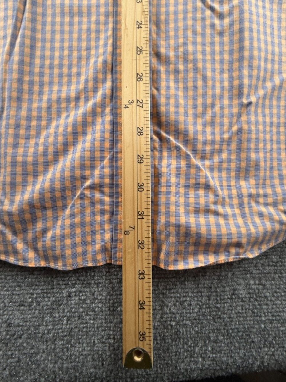 Brooks Brothers Check Non-Iron Cotton XL Button-Down Short Sleeve Blue Orange - Picture 5 of 16